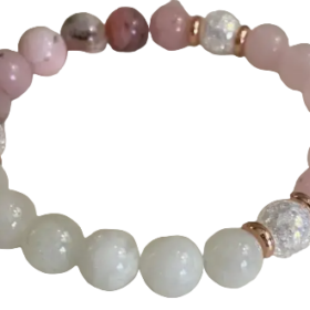 Rose Opal Quartz Bracelet, Cracked Quartz Crystal Bracelet