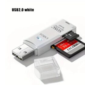USB2.0 Mini SD Card Reader, Transferring Photos And Data From Camera Memory To Your Computer (White)