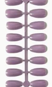 24 Solid Color Press On Nails – Pure Color Fake Nails – Glossy-  Purple gray