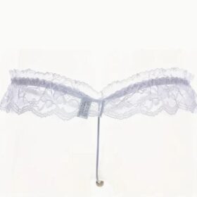 Sheer Floral Lace Thongs with Pearl Detailing - Low Waist Sexy Lingerie for Men and Women- White