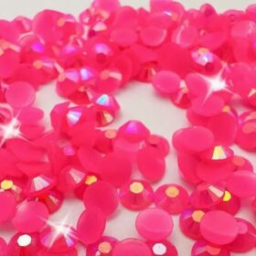 500 Pcs Flatback Nail Art Rhinestones, Round Nail Art Gemstones - PINK
