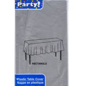 Gray/Silver Rectangular Plastic Table Covers, 54x108 in.