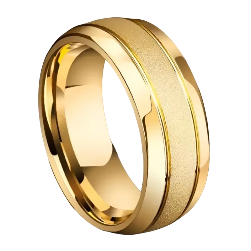 Stainless Steel Engagement Wedding Ring - Luxurious 18k Golden Plated size 13