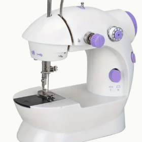 Compact Mini Sewing Machine for Home Use - Automatic, Multifunctional (Purple and white)